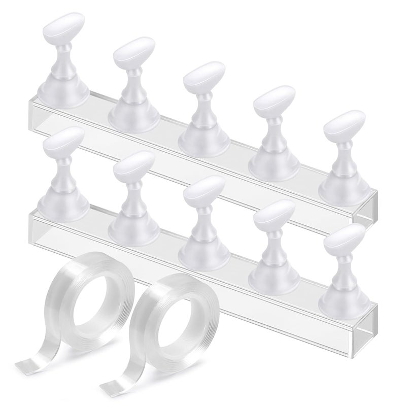 Etercycle Acrylic Nail Art Display Stand - Magnetic Practice Holder for Painting Nails With Double-sided Tape - Home DIY Salon Supplies (White) - Image 1
